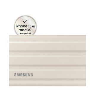SAMSUNG Portable SSD T7 Shield PC/Mac Festplatte, 1 TB SSD, extern, Beige