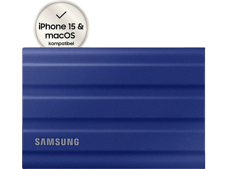 SAMSUNG Portable SSD T7 Shield PC/Mac Festplatte, 1 TB SSD, extern, Blau