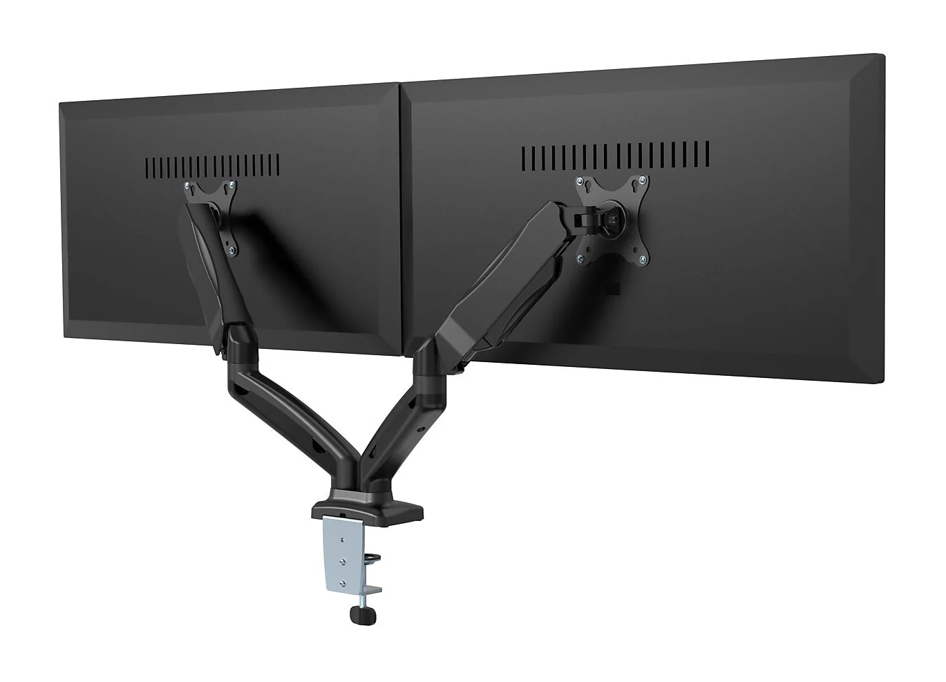 ISY IMA-2100 asztali gázrugós monitor állvány 2 monitorhoz, max 32", VESA 75x75 vagy 100x100 (2V225488), fekete