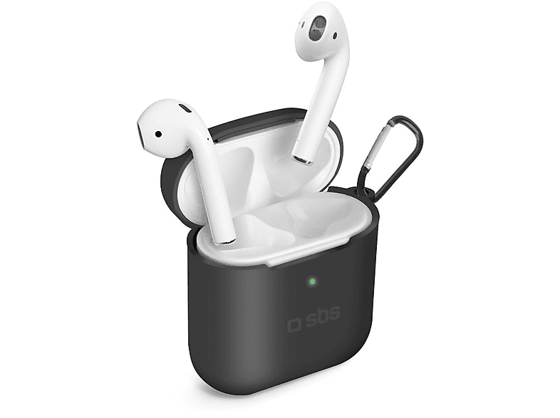 SBS 23317 Schutzhülle mit Karabinerhaken für Apple AirPods 2/ AirPods 1; Silikon-Etui