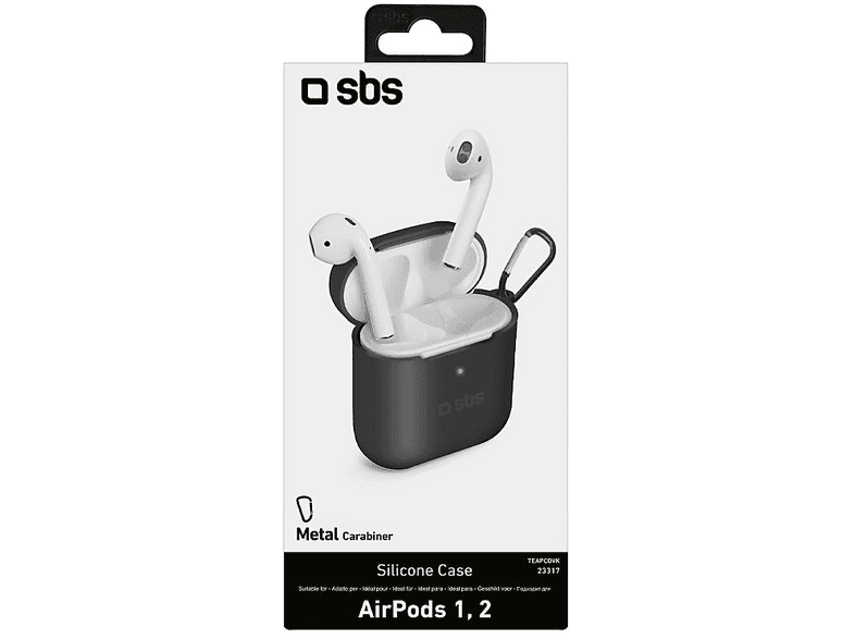 SBS 23317 Schutzhülle mit Karabinerhaken für Apple AirPods 2/ AirPods 1; Silikon-Etui — Foto 2 von 2