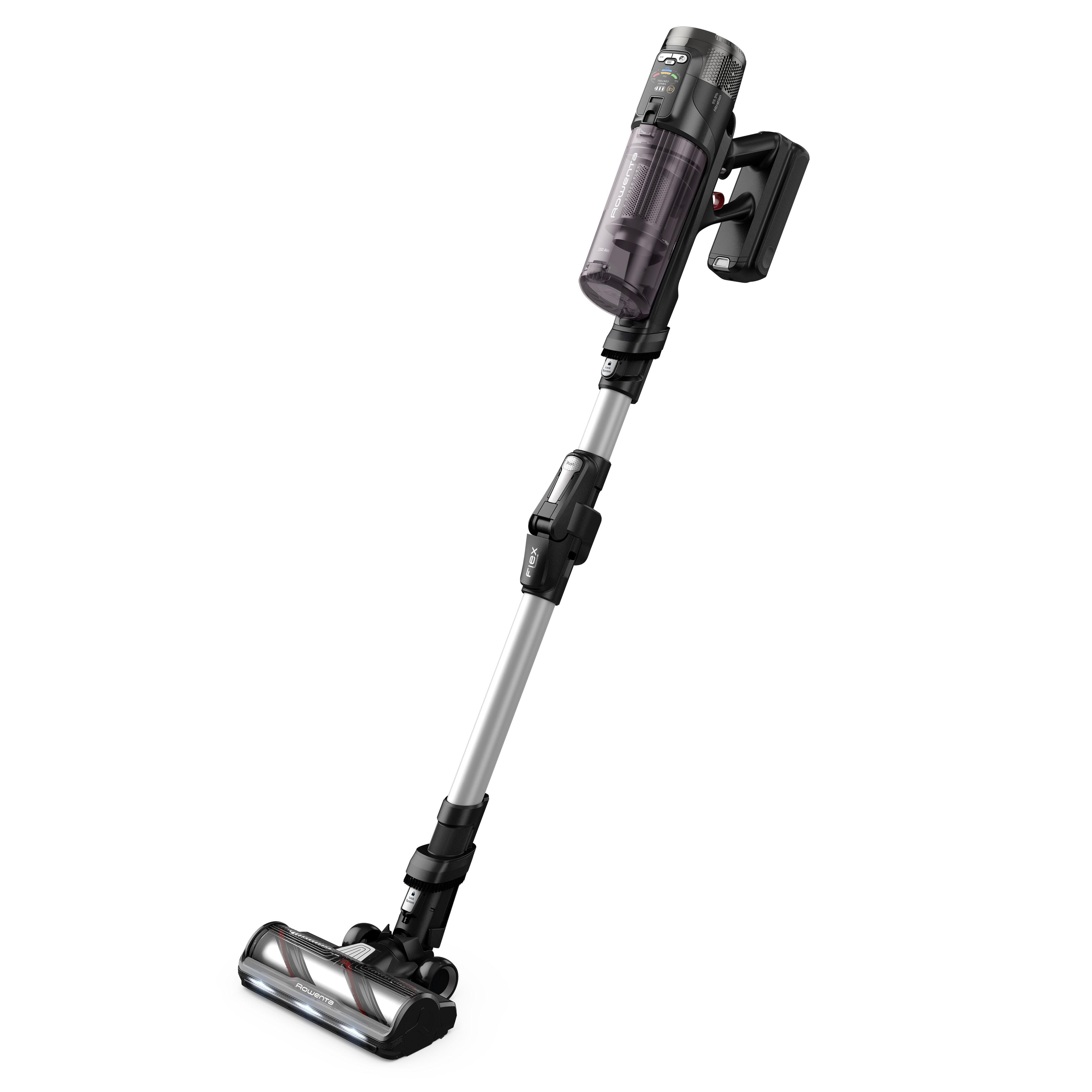 Ein kabelloser Staubsauger in Schwarz und Silber.