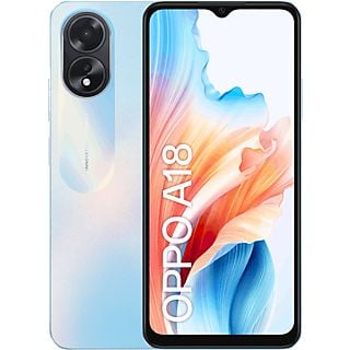 Móvil - OPPO A18, Azul brillante, 128 GB, 4GB RAM, 6.56" HD+, MediaTek Helio G85, 5000 mAh, Android