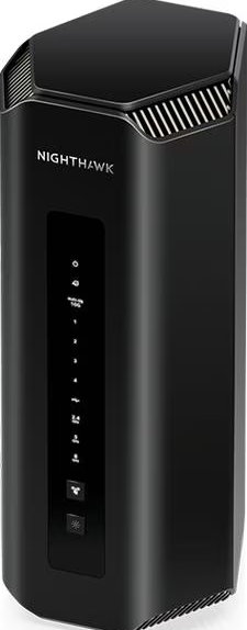 Routeur Nighthawk noir sur fond blanc.