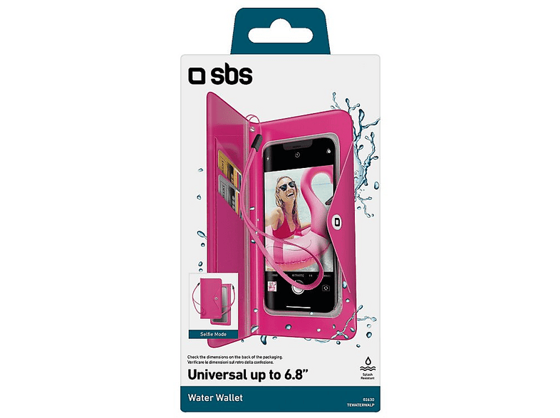 SBS Universelles aufklappbares Bookcover, spritzwassergeschützt Bookcover, für Smartphones bis 6.8", Rosa-Tasche — Foto 4 von 4