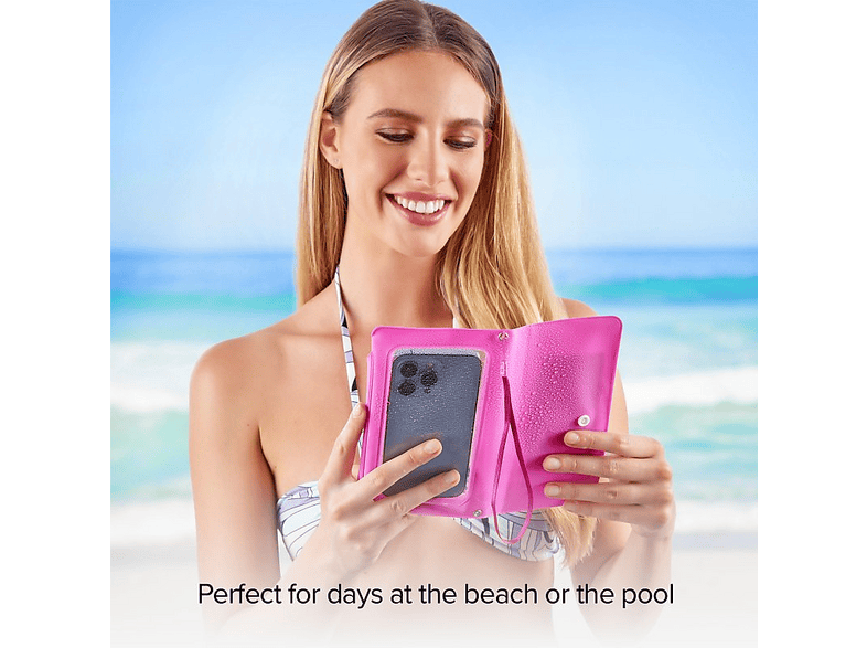 SBS Universelles aufklappbares Bookcover, spritzwassergeschützt Bookcover, für Smartphones bis 6.8", Rosa-Tasche — Foto 3 von 4