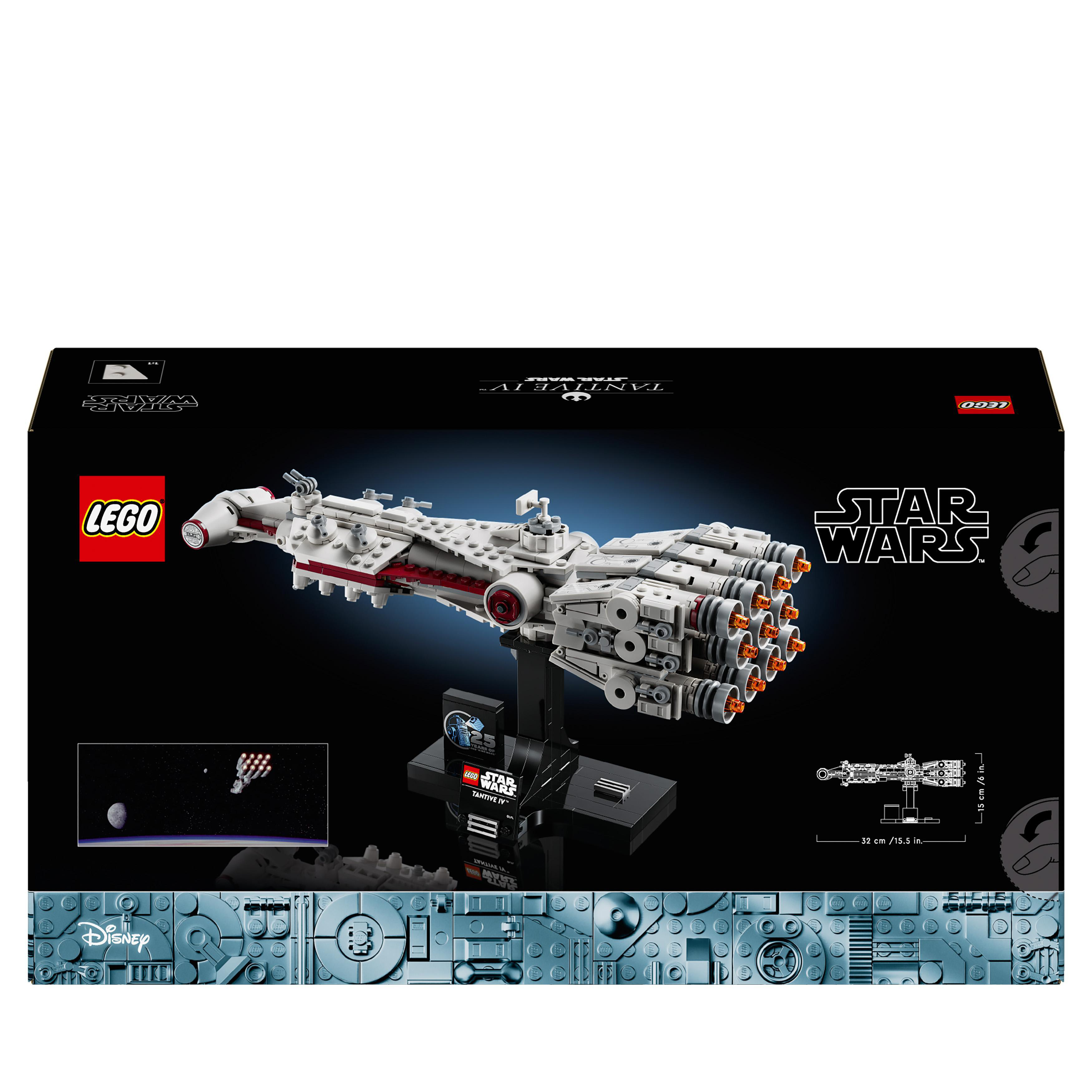 Ein LEGO Star Wars Set-Karton mit einem Raumschiffmodell.