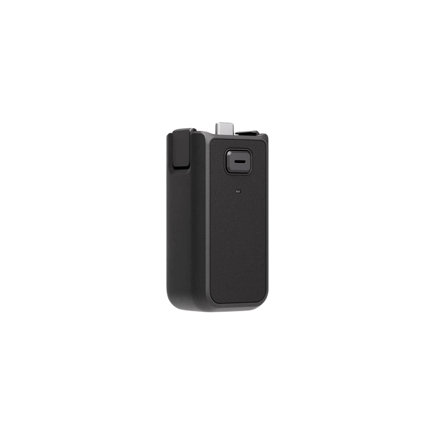 Un appareil rectangulaire noir avec un port USB-C. Le fond est noir.