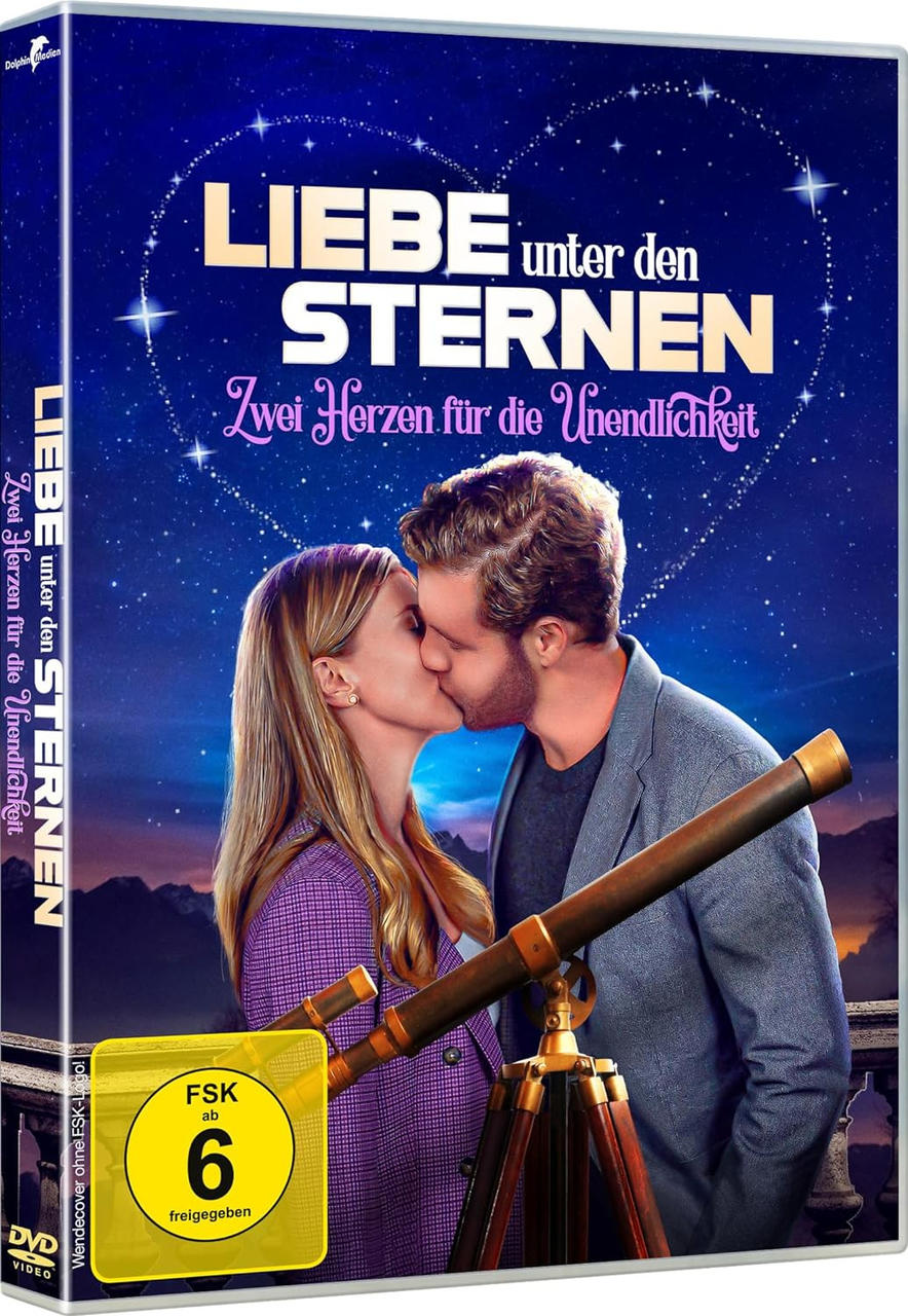 Filmcover: Ein Paar küsst sich unter einem Nachthimmel. Text: Liebe unter den Sternen. DVD.