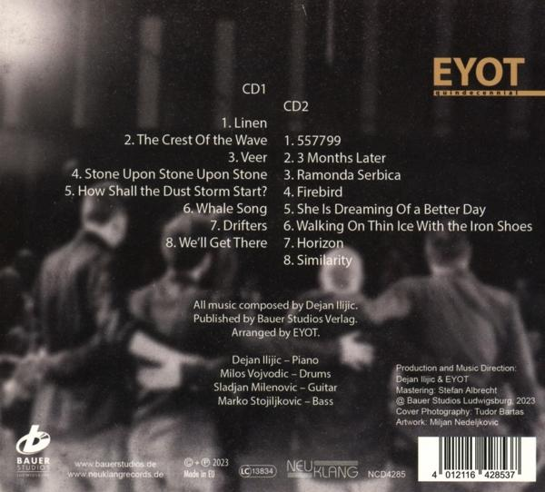 Ein CD-Cover mit Text und einem Bild von drei Männern.