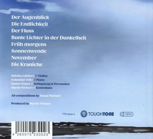 CD-Rückseite mit Titel, Musikern, Label und Barcode auf blauem Hintergrund.