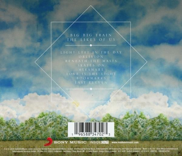 Albumcover mit bewölktem Himmel, Bäumen und Text mit Songtiteln.