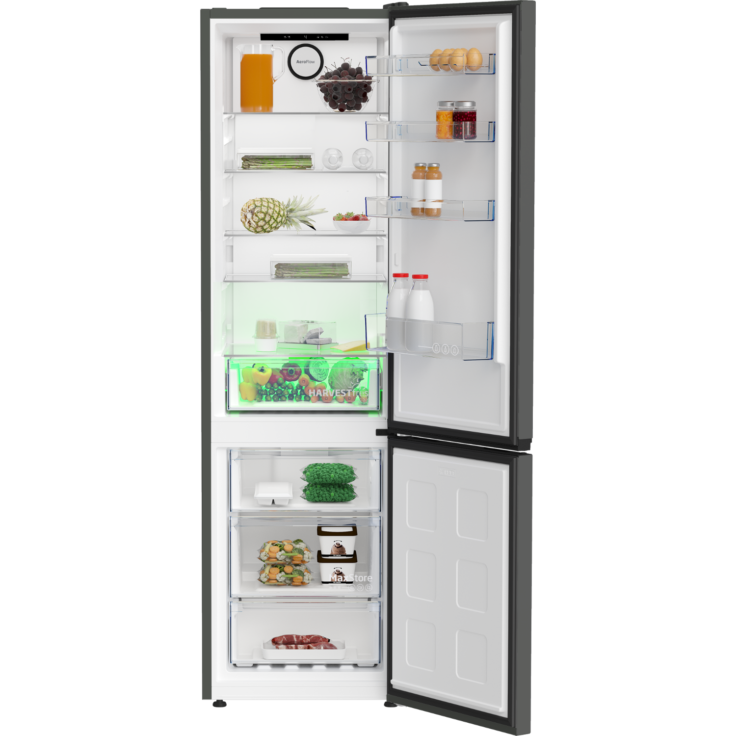 BEKO B5RCNE405HG HarvestFresh Aeroflow Koel-vriescombinatie Antraciet