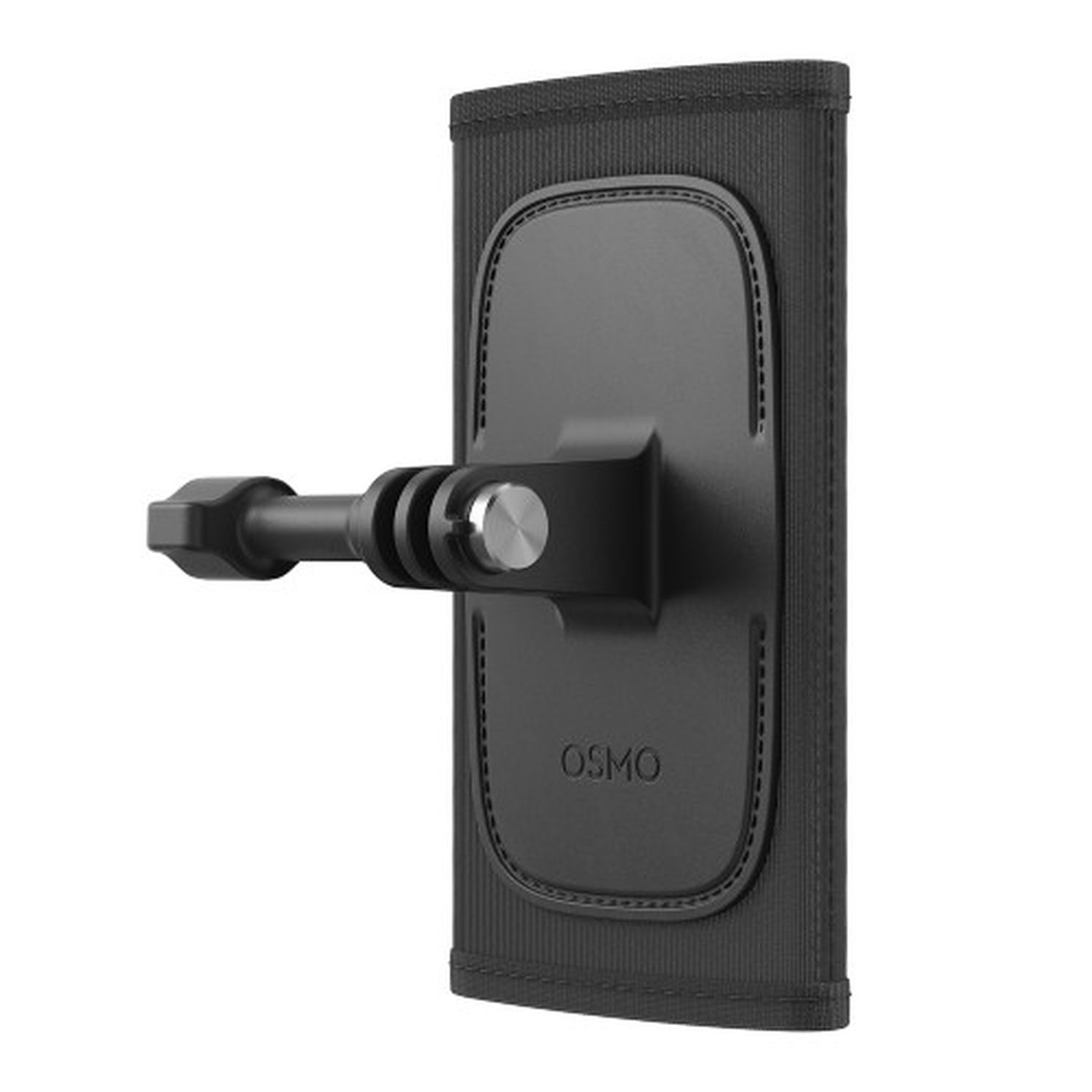 A black Osmo action camera mount.