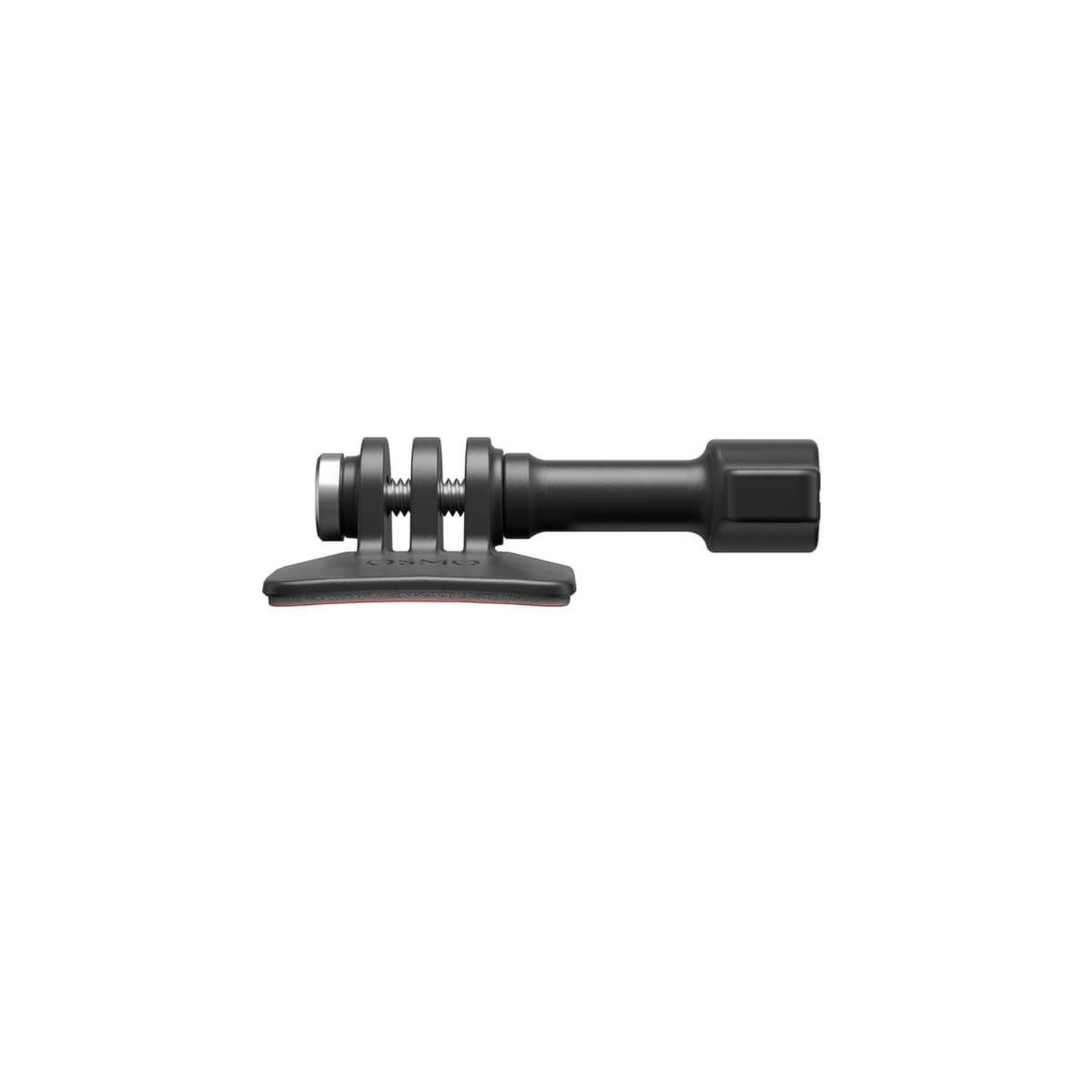 Black camera mount. Three prongs and a screw mechanism. Isolated on a white background.