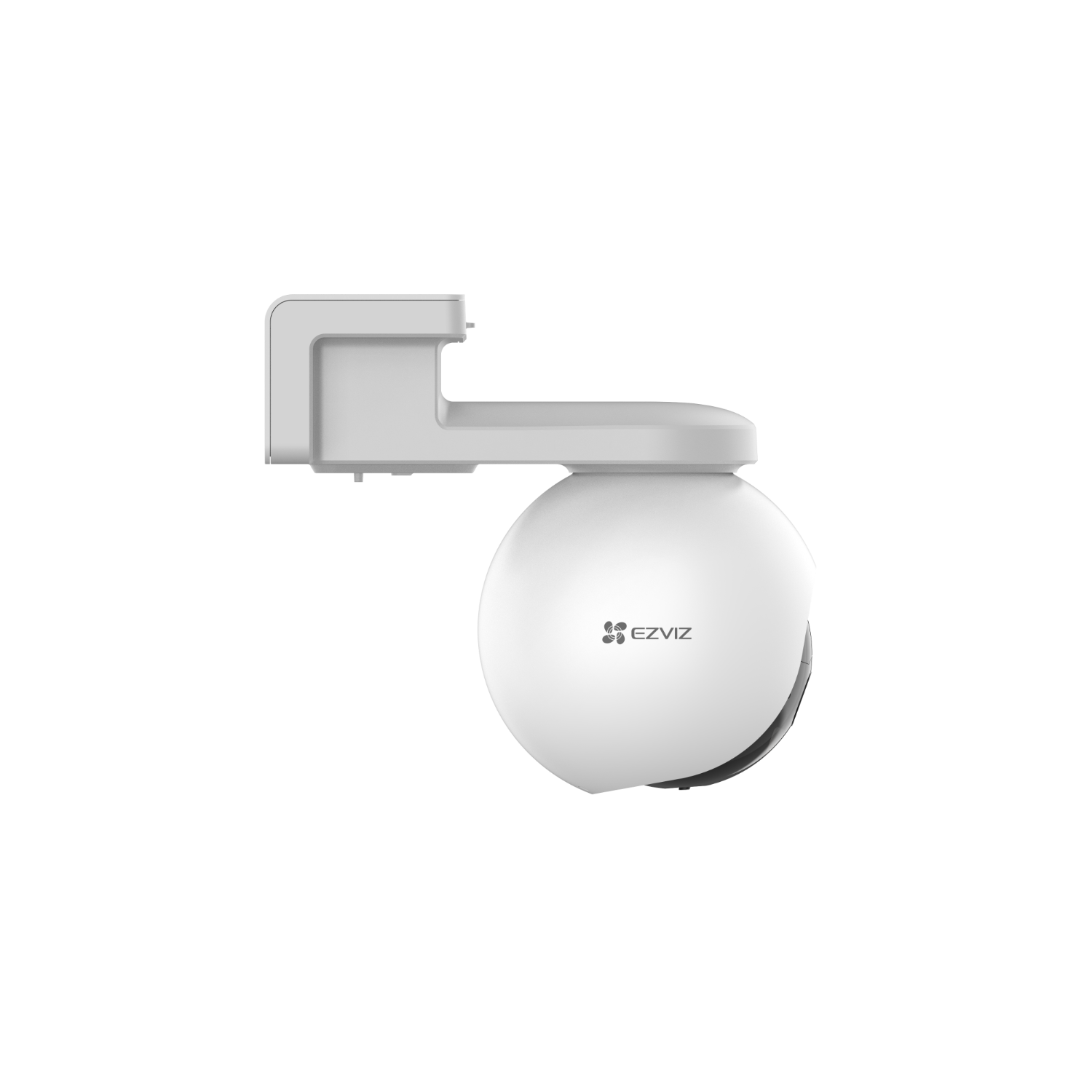 A white, dome-shaped security camera attached to a wall mount. The logo 'EZVIZ' is visible.