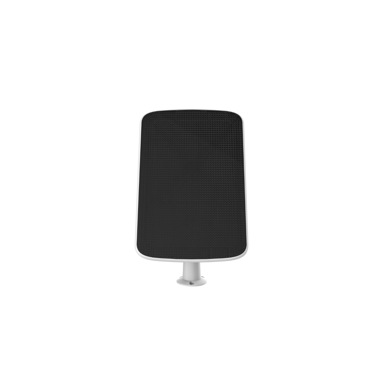 A black and white speaker on a black background.