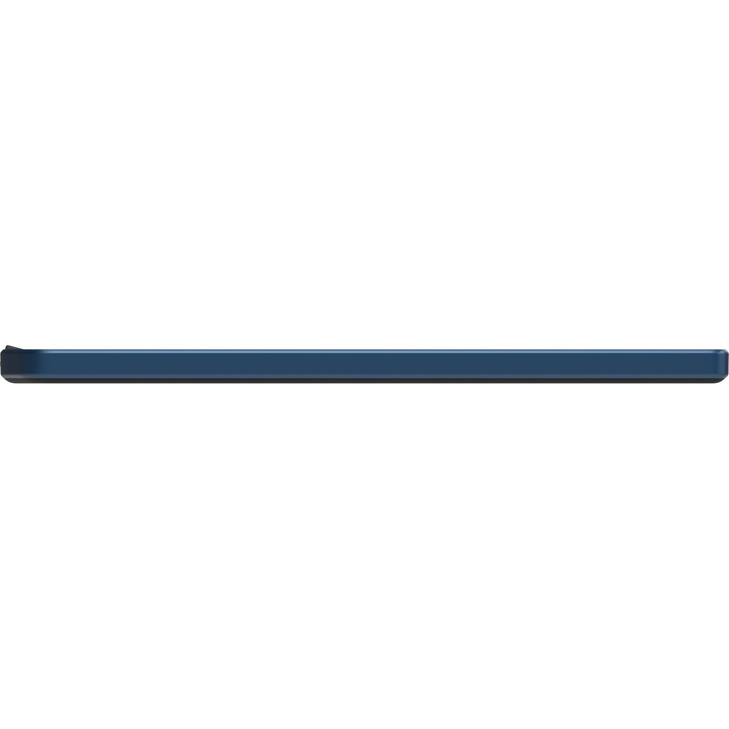 Un objet rectangulaire mince et bleu. L'objet est plat et a un design simple et élégant.