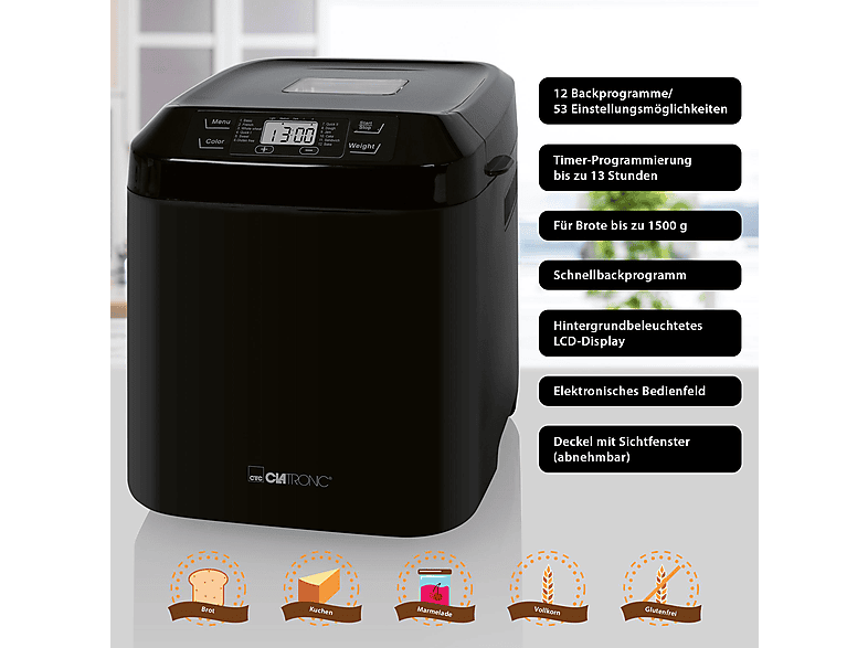 Clatronic BBA 3774 Brotbackautomat, Schwarz — Foto 2 von 5