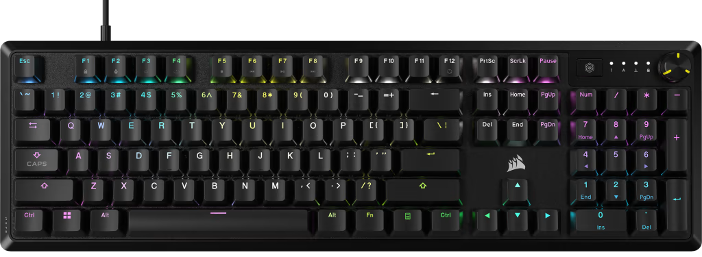 CORSAIR K70 CORE RGB billentyűzet, mechanikus RED kapcsolók, US Angol kiosztás, fekete (CH-910971E-NA)
