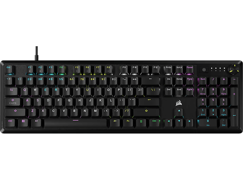 CORSAIR K70 CORE RGB billentyűzet, mechanikus RED kapcsolók, US Angol kiosztás, fekete (CH-910971E-NA)