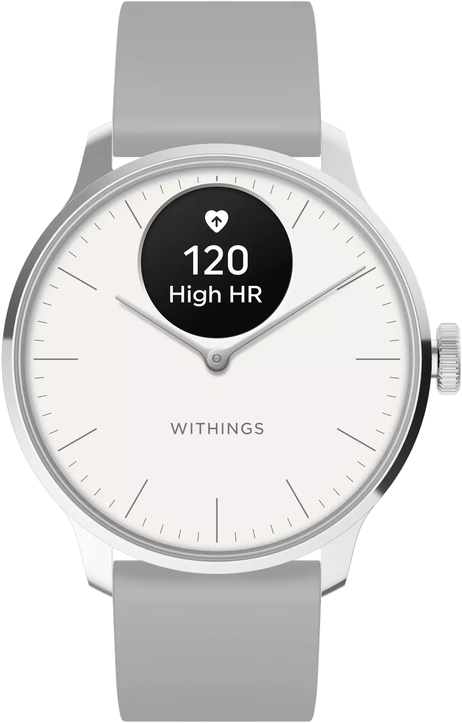 WITHINGS ScanWatch Light okosóra, 37mm, ezüstszínű tok, szürke szíj, fehér (HWA11-model 3-All-Int)