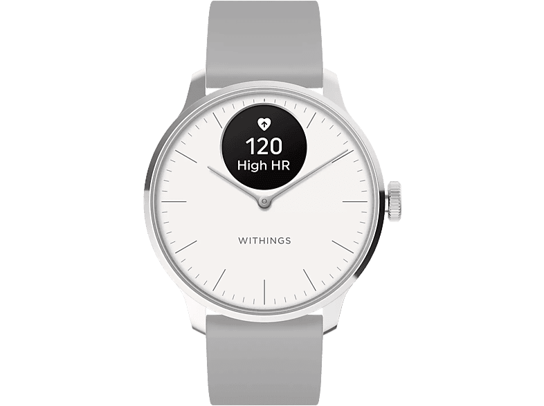 WITHINGS ScanWatch Light okosóra, 37mm, ezüstszínű tok, szürke szíj, fehér (HWA11-model 3-All-Int)