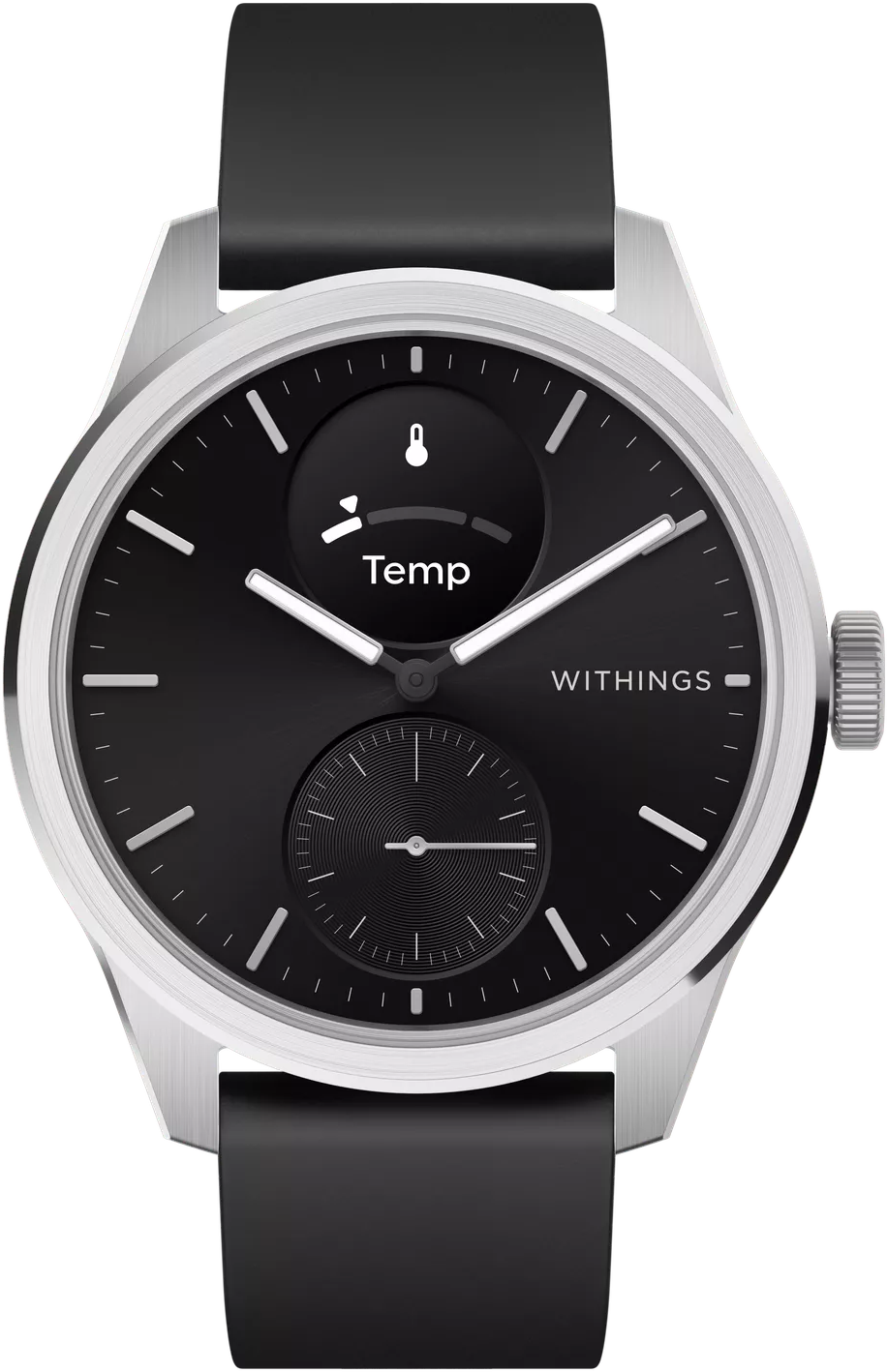 WITHINGS ScanWatch 2 okosóra, 38 mm, rozsdamentes acél tok, fekete (HWA10-model 1-All-Int)