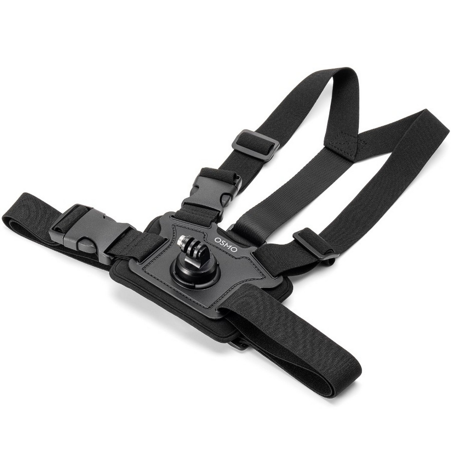Black chest strap with Osmo logo, buckles, and straps. White background.