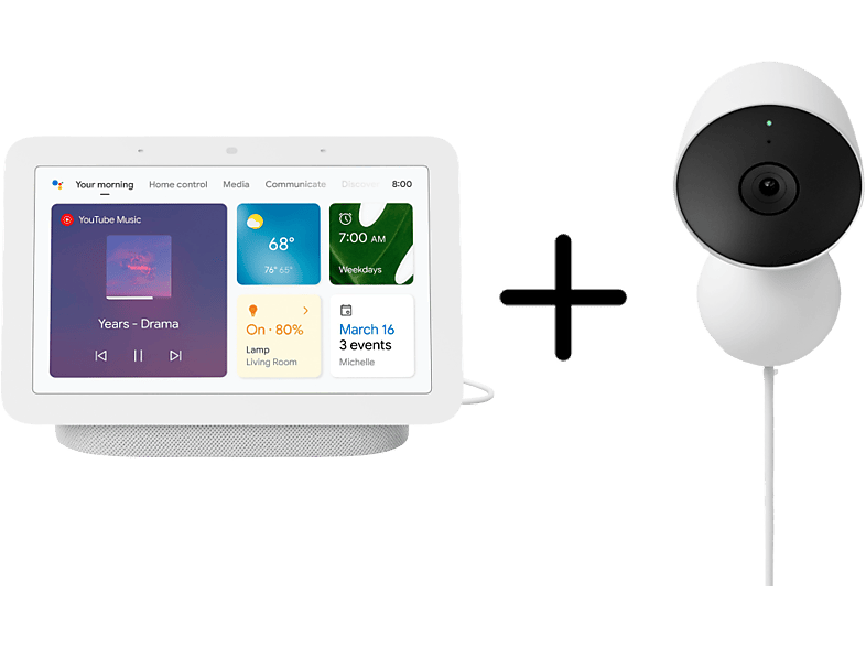 Google Bewakingscamera Nest Indoor Bekabeld + Google Hub Chalk (ga01998-fr/ga01331-fr?bdl)