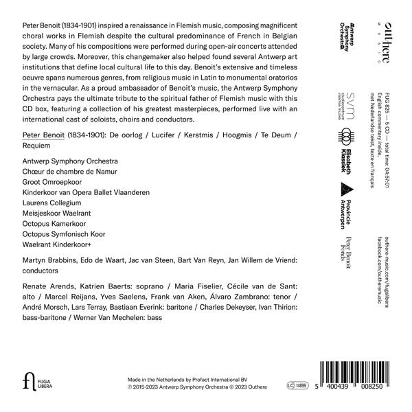CD-Cover mit Text über Peter Benoit und seinen Werken, aufgeführt vom Antwerp Symphony Orchestra.