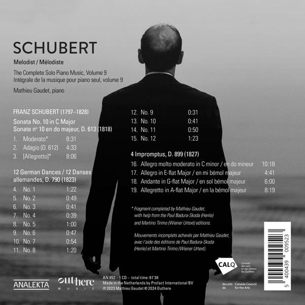Rückseite einer CD-Hülle mit Text. Es hat ein Schwarz-Weiß-Bild einer Person.