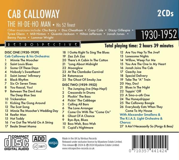 CD-Cover: Text über Cab Calloway und sein Orchester.