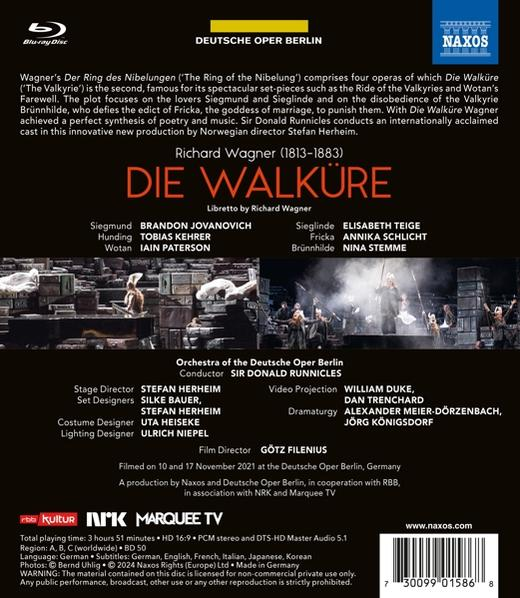 Cover der Oper 'Die Walküre' von Richard Wagner mit Naxos und Deutsche Oper Berlin Logo.