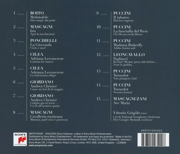 Rückseite einer CD mit italienischen Songtiteln und Interpreten.