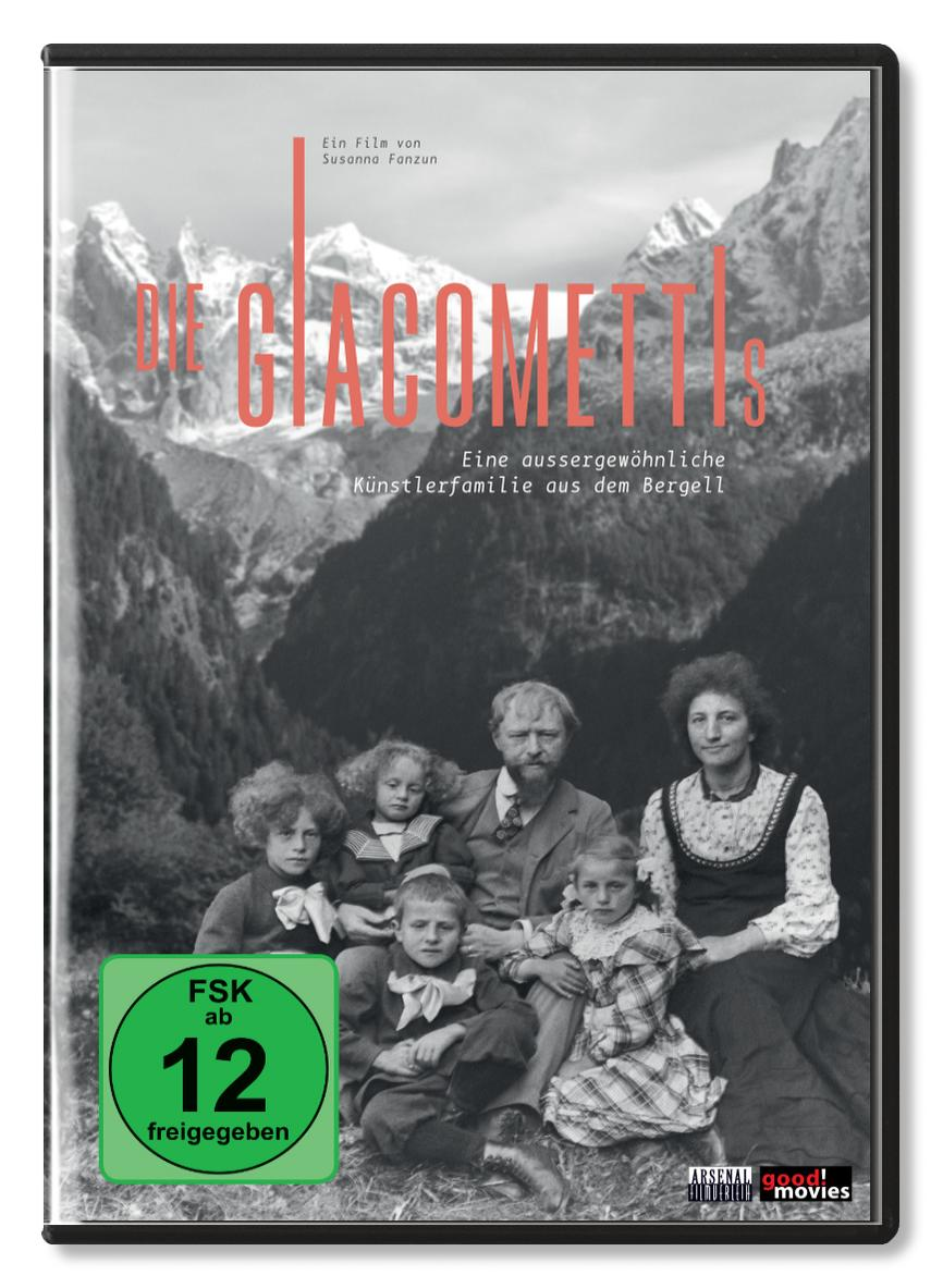 DVD-Cover mit Familienfoto. Titel: Die Giacomettis. Berge und eine grüne Bewertung sind sichtbar.