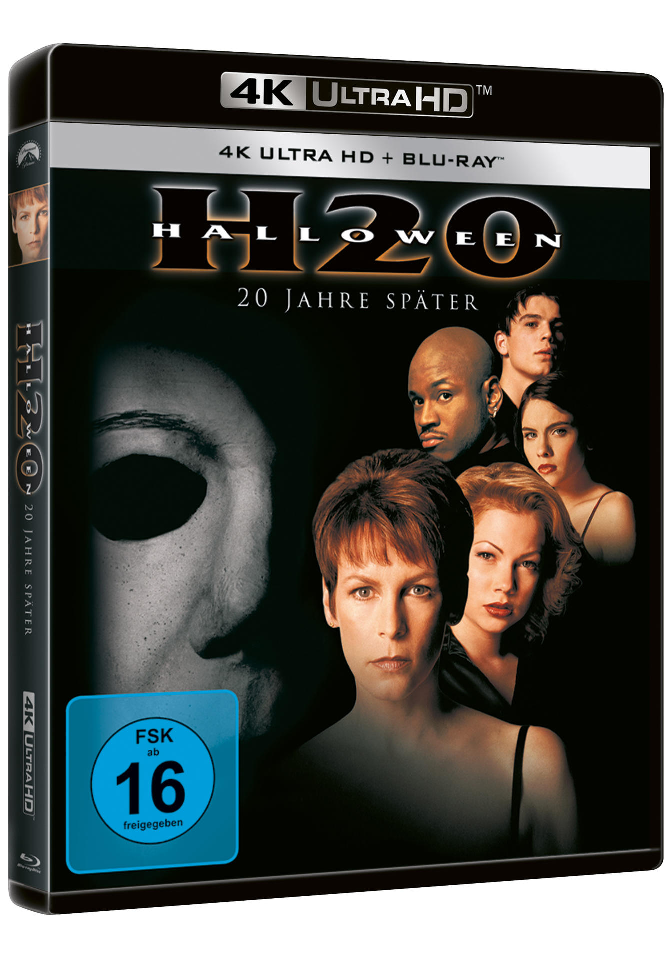 Filmcover für Halloween H20 mit Jamie Lee Curtis und anderen Schauspielern.