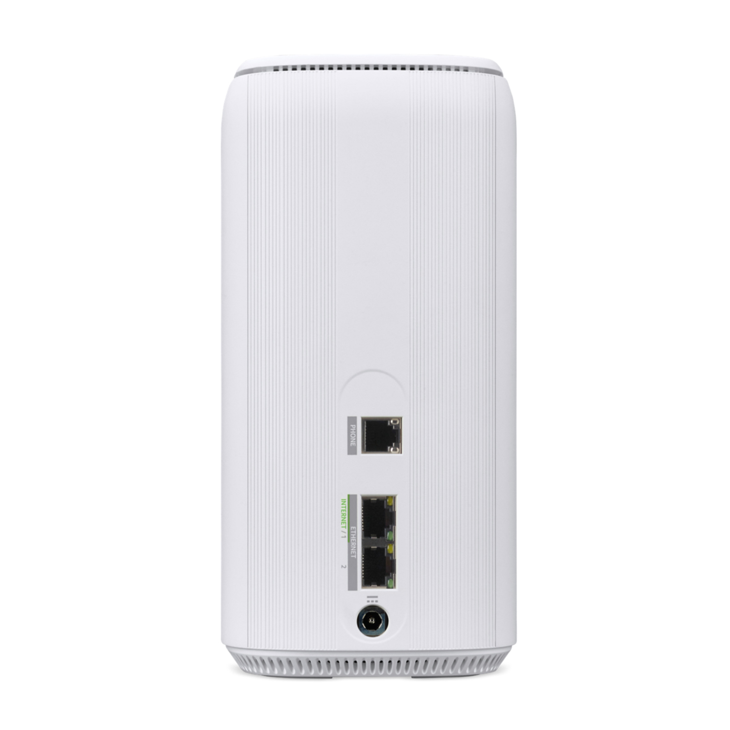 Un dispositivo router modem bianco con porte di connessione sul retro.
