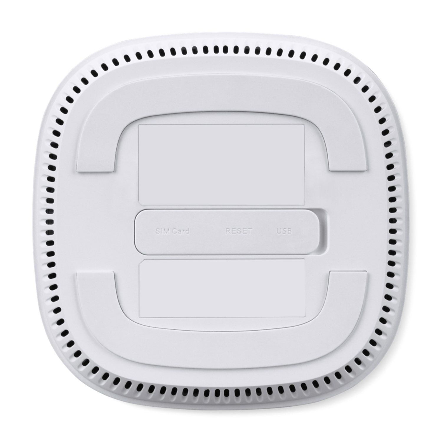 Router bianco dall'alto, con le porte visibili.