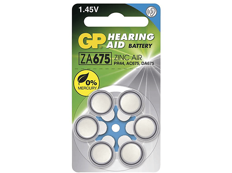 Baterie do aparatów słuchowych GP ZA675 6 szt.
