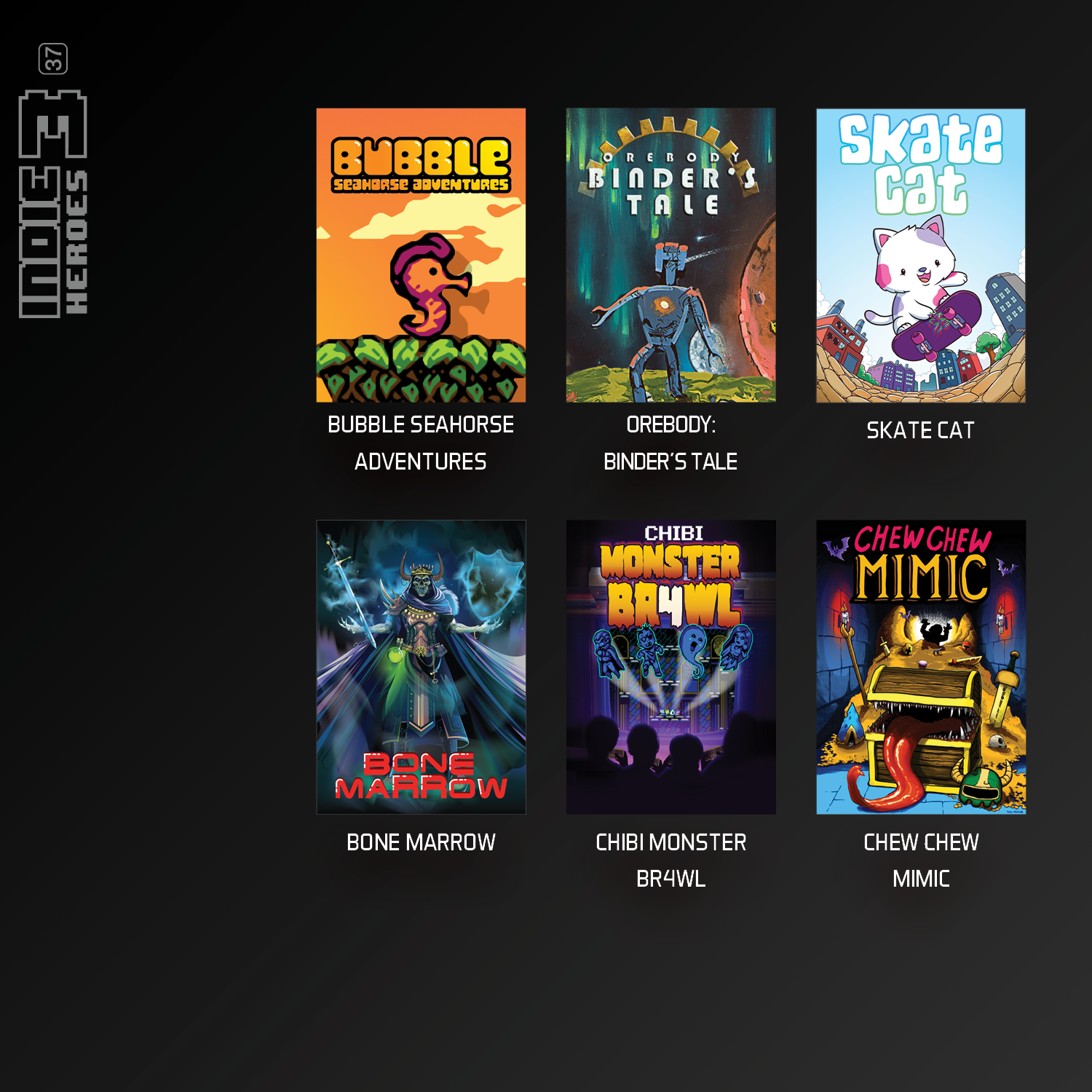 Verschiedene Comic-Cover mit Titeln wie Bubble, Orebody, Skate Cat und Chew Chew Mimic.