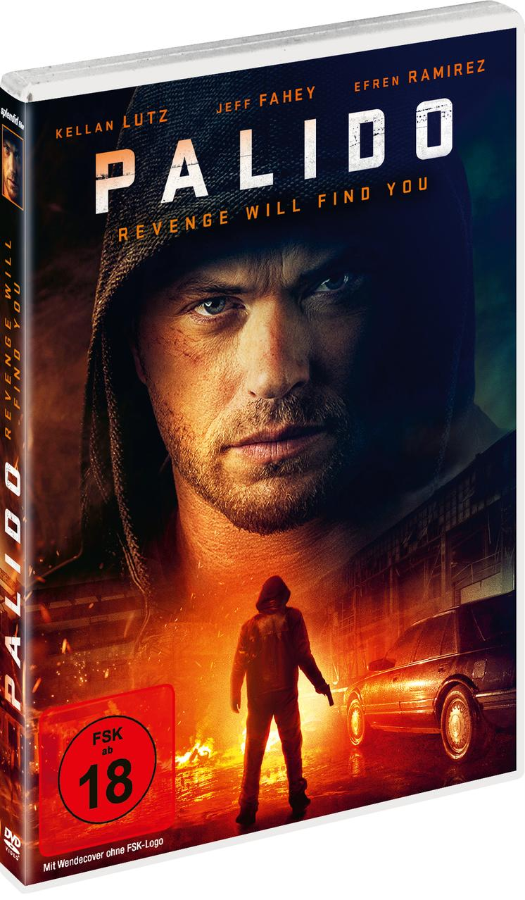 DVD-Cover. Mann mit Kapuzenpullover. Titel: PALIDO. Schauspieler: Kellan Lutz, Jeff Fahey, Efren Ramirez. 18er Rating.