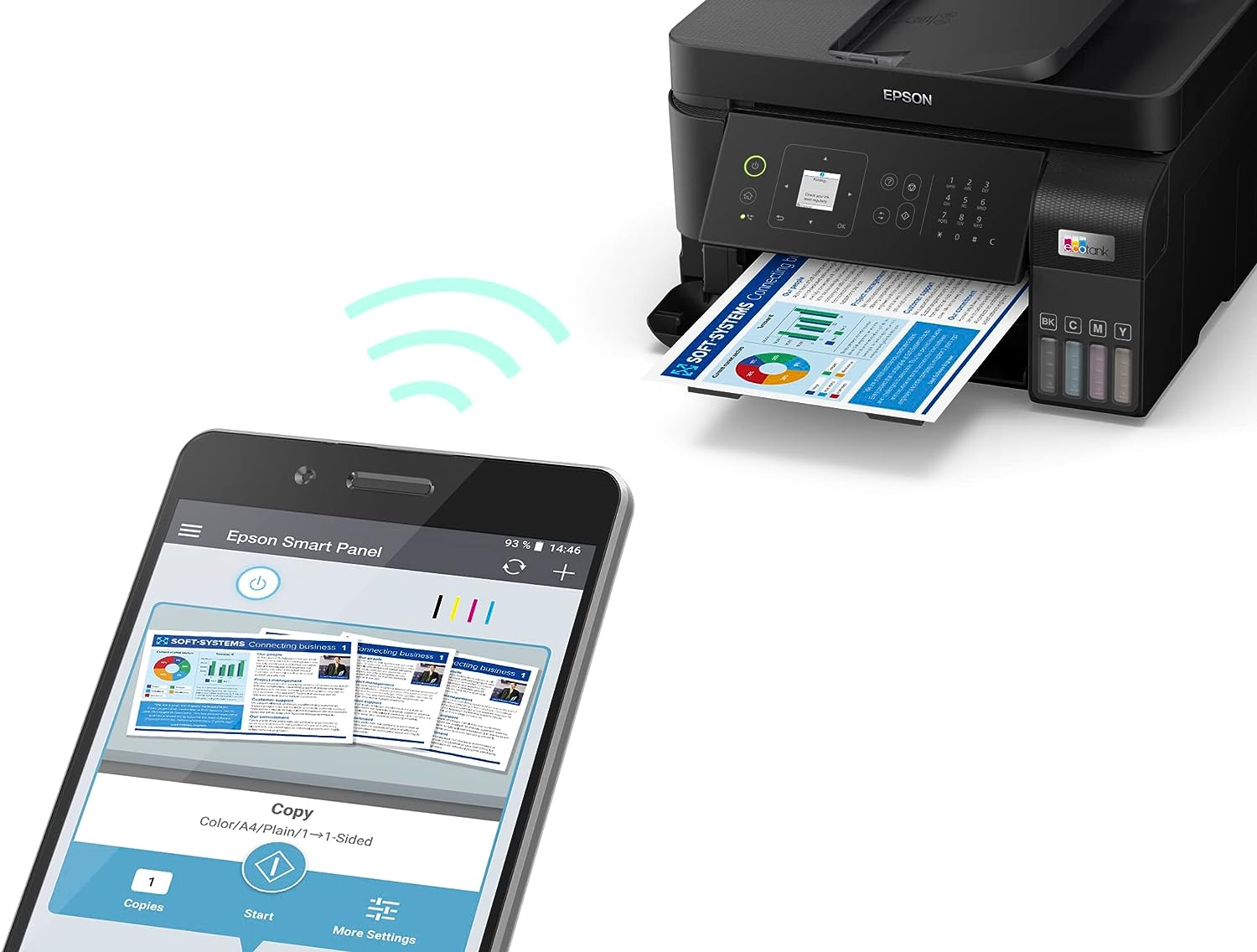 Impresora multifunción - Epson EcoTank ET-4810, Inyección de tinta, Monocolor 33 ppm, Escaneo, Fax, Negro