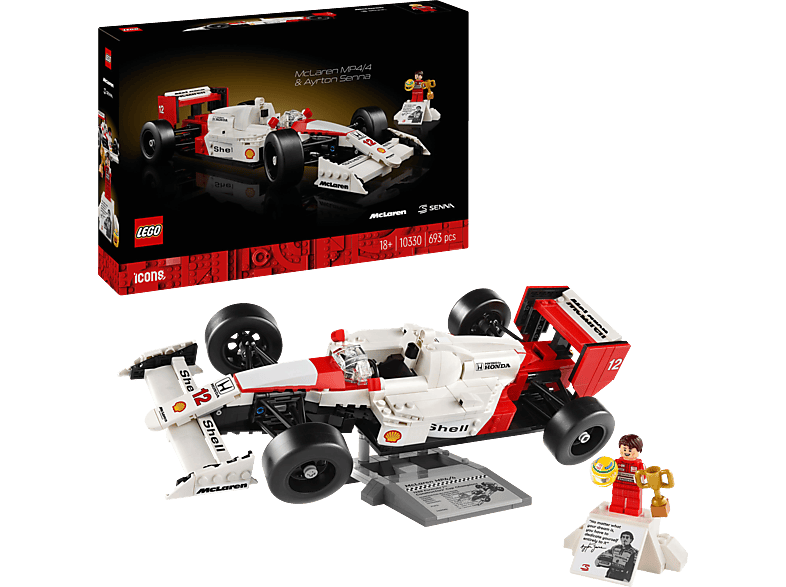 LEGO Icons 10330 McLaren MP4/4 & Ayrton Senna Bausatz, Mehrfarbig