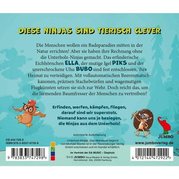Ein Comic-Cover mit dem Titel 'Diese Ninjas sind tierisch clever' und Illustrationen von Waldtieren.