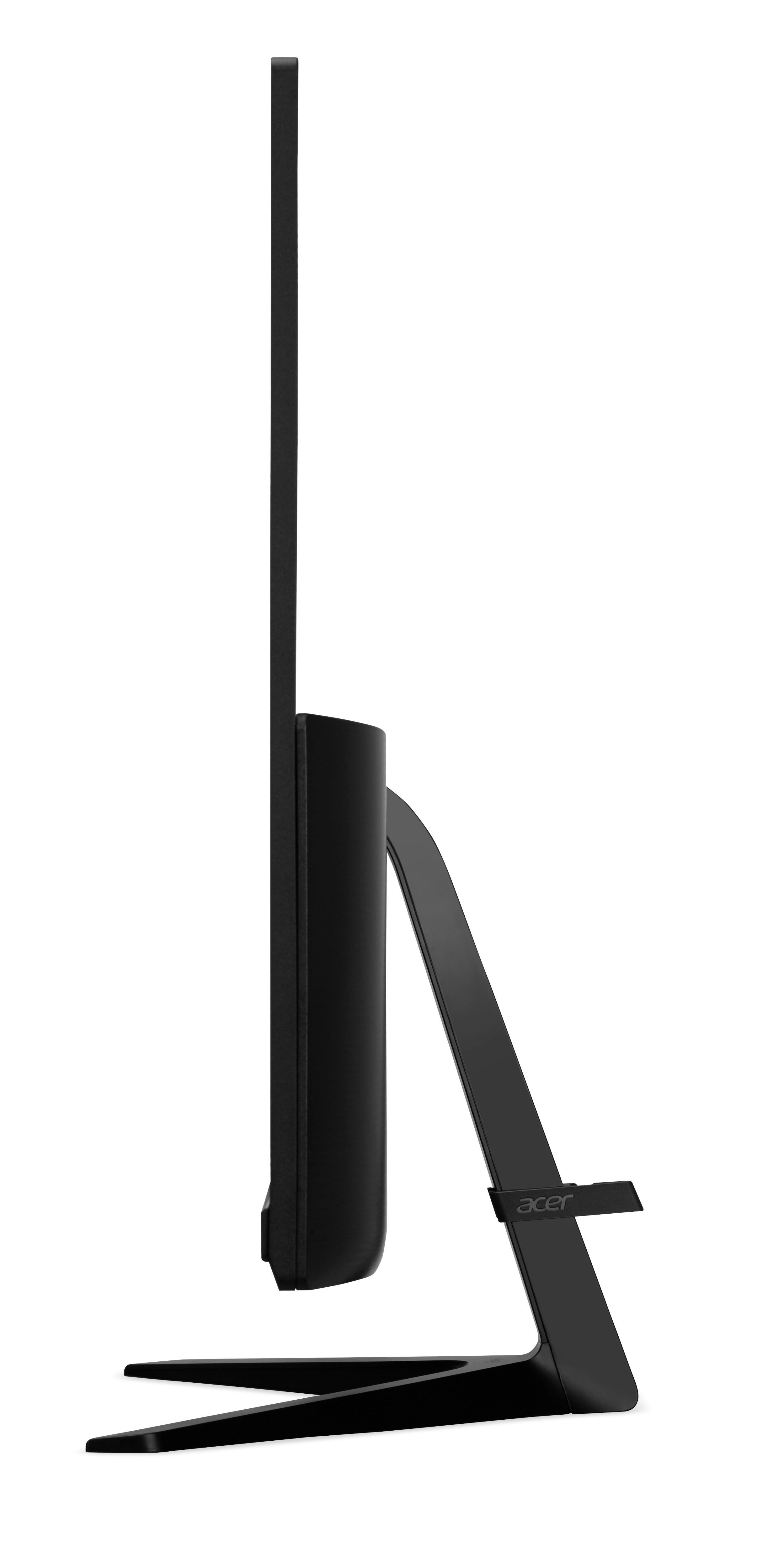 Seitenansicht eines schwarzen Acer-Monitors mit schlankem Design, auf weißem Hintergrund.