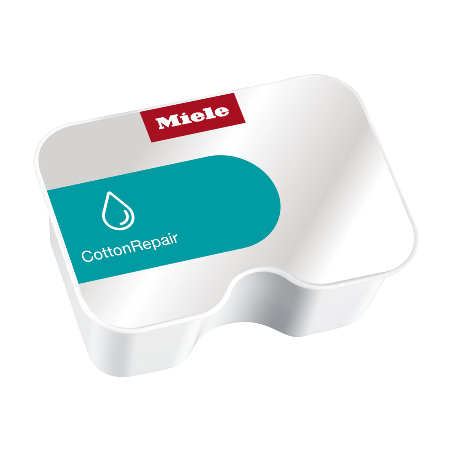 Contenitore di plastica bianco con un'etichetta turchese che dice 'CottonRepair' e 'Miele'.