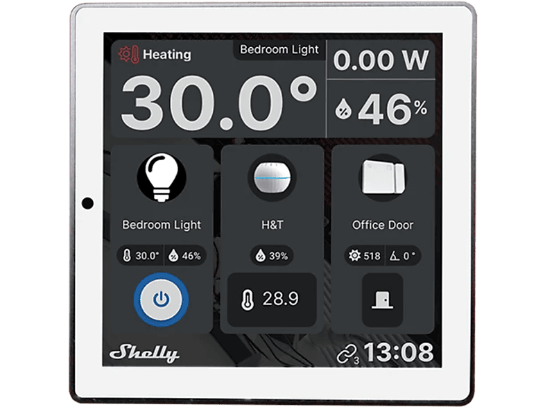 SHELLY Wall Display Wifi+Bluetooth villanykapcsoló, fehér (DISPLAY-W)