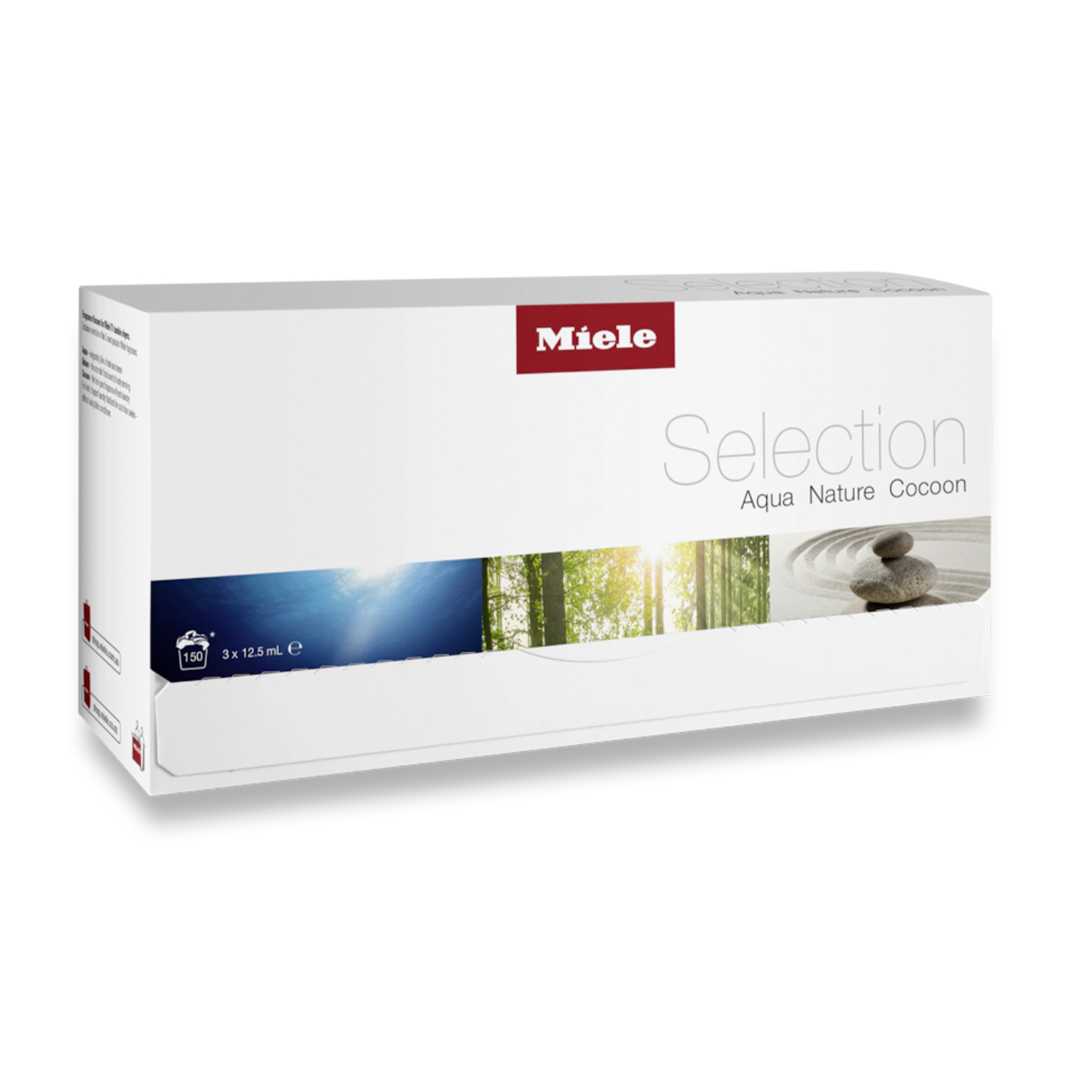 Scatola Miele Selection. Bianca con logo e immagini di natura e pietre.