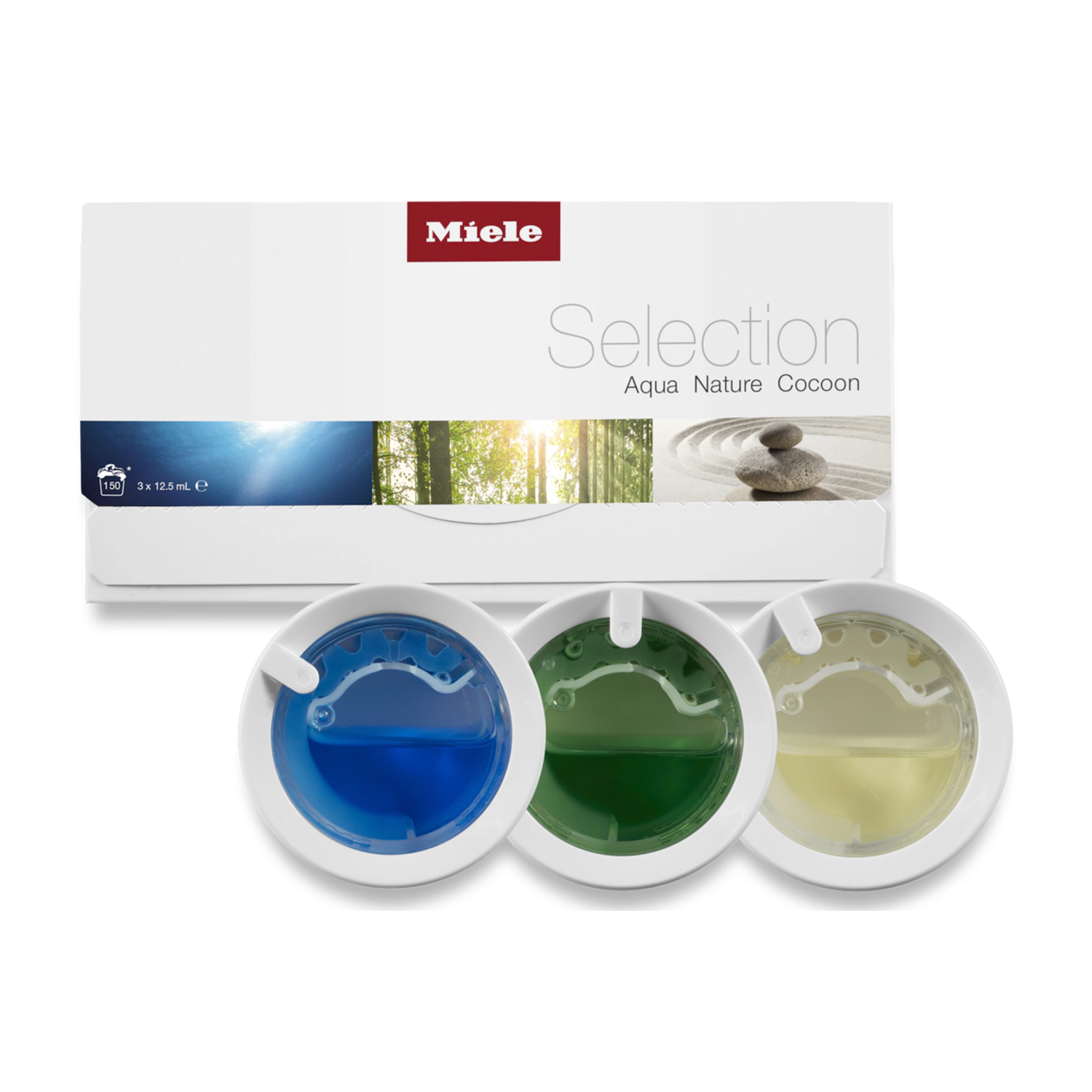 Scatola Miele Selection con tre piccole capsule circolari colorate in basso.